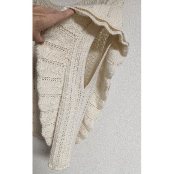 Gorgeous IRO "Dafgan" Cream Ruffle Sleeve Alpaca/Wool Blend Open Knit Sweater XS - Picture 9 of 11